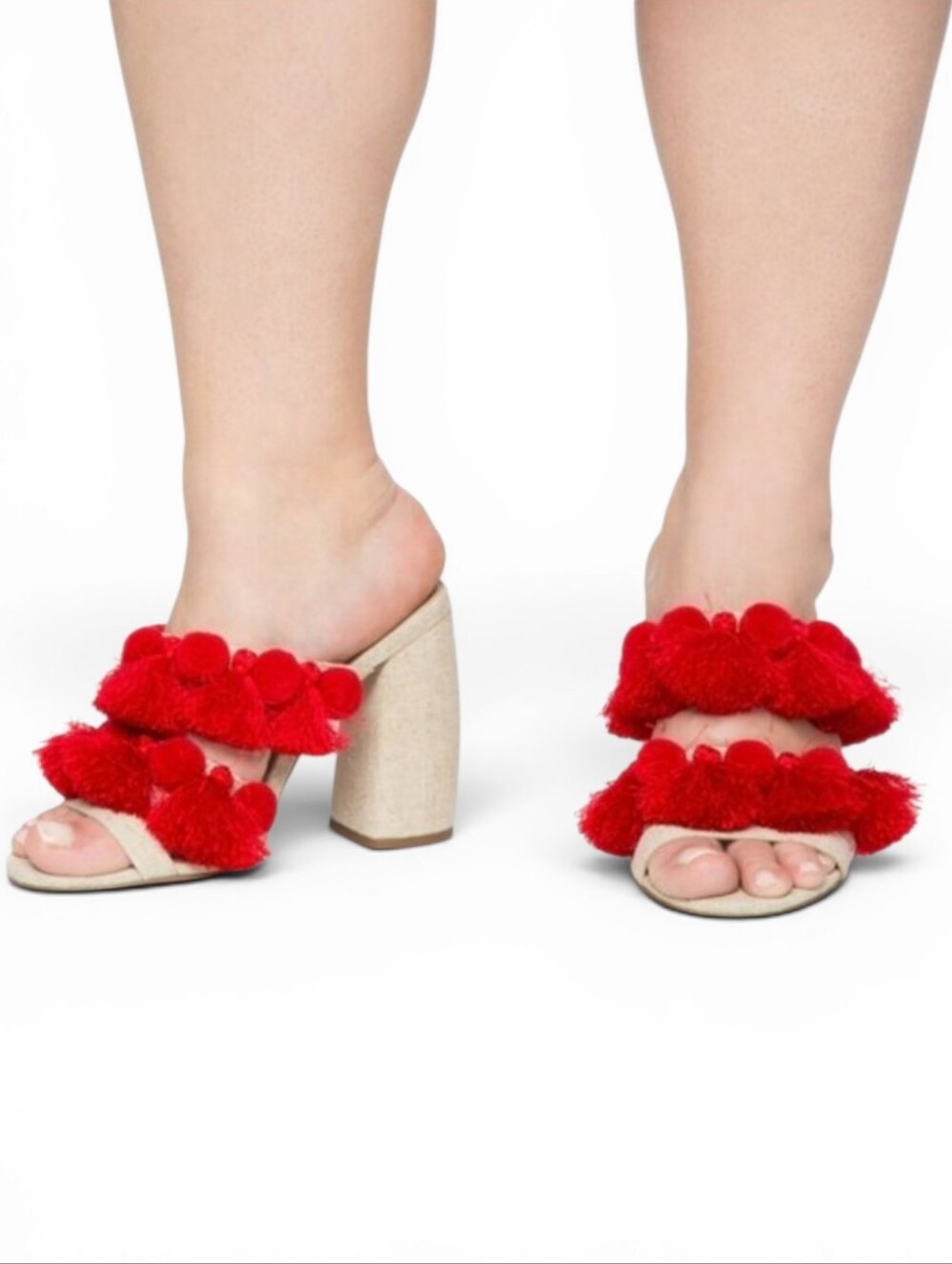 Eloquii Red Tassel Summer Heels | Size 8 Wide - EUC